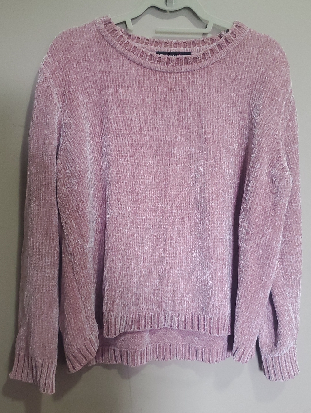 Mandarine & Co Cozy Chenille Crewneck Sweater - Light Pink Size Xl